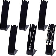 Opaque Acrylic Necklace Display Stands, L-Shaped Rectangle, Black, 3x4.5x11.5cm(NDIS-WH0001-07)