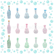 30Pcs 15 Styles Dummy Bottle Transparent Resin Cabochon, with Sequins/Glitter Powder, Mixed Color, 27~41.5x12.5~18.5x12.5~16mm, 2pcs/style(RESI-FH0001-52)