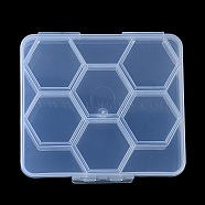 Transparent Plastic Bead Containers, Honeycomb Bead Case with 6 Compartments, for DIY Art Craft, Nail Diamonds, Bead Storage, Clear, 9.2x8x1.8cm(CON-YW0001-55)