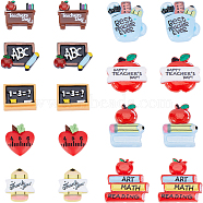 36pcs 9 styles Teachers' Day Theme Opaque Resin Cabochons, School Supplies, Mixed Shapes, 20~26x19.5~27.5x4~7mm, 4pcs/style(CRES-SC0002-73)