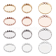 24Pcs 12 Style 304 Stainless Steel Cabochon Settings, Lace Edge Bezel Cups with Glass Cabochons, Mixed Color, 2pcs/style(STAS-UN0024-53)