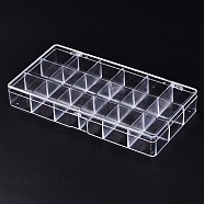 Polystyrene Bead Storage Containers, 18 Compartments Organizer Boxes, with Hinged Lid, Rectangle, Clear, 20.4x10.5x3cm, compartment: 3.3x3.3cm(CON-S043-022)