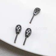 Brass Micro Pave Clear Cubic Zirconia Rabbit Ear Head Pins, for Baroque Pearl Making, Gunmetal, 13x4mm(BAPE-PW0002-13A-03)