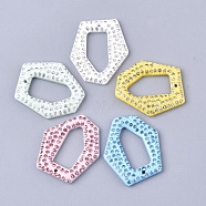 Acrylic Pendants, with Rhinestone, Nuggets, Mixed Color, 38x33x4mm, Hole: 1.5mm(RB-S057-24-M)