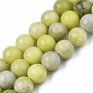 Natural Yellow Mustard Jasper Beads Strands, Round, 8~8.5mm, Hole: 1mm, about 47pcs/strand, 15.5 inch(G-Q462-8mm-39)