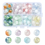 80Pcs 8 Colors Transparent Crackle Glass Beads, Two Tone, Round, Mixed Color, 10x9mm, Hole: 1.8mm, 10pcs/color(GLAA-YW0003-50)