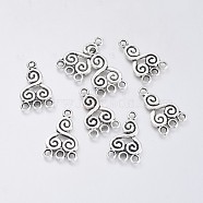 Tibetan Style Alloy Chandelier Component Links, Vortex, Antique Silver, 21x13x1mm, Hole: 2mm(TIBE-L003-013AS)