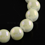 Electroplate Imitation Jade Glass Round Bead Strands, Full Rainbow Plated, Beige, 8mm, Hole: 1.5mm, about 84pcs/strand, 31.2 inch(EGLA-Q047-8mm-07E)
