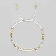 Glass Seed Braided Beaded Bracelets, Adjustable Bracelet, White, 11 inch(28cm)(XC9959-07)