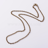 Iron Cable Chain Necklaces, with Zinc Alloy Lobster Claw Clasps, Antique Bronze, 25.1 inch(NJEW-JN01089-02)