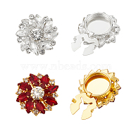 4Pcs 2 Styles Alloy Rhinestone Buttons, Flower, Siam, 26~29x26~28mm, 2pcs/style(BUTT-NB0001-79B)