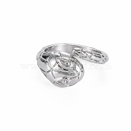 Snake Shape Rack Plating Alloy Cuff Rings, Open Rings, Cadmium Free & Lead Free, Platinum, US Size 7 1/2(17.7mm)(RJEW-Q163-009B-RS)