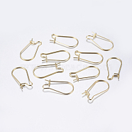 304 Stainless Steel Hoop Earrings, Real 18K Gold Plated, 20 Gauge, 20x9~12x2.5mm, Pin: 0.8mm(X-STAS-L198-15B-G)