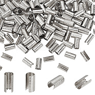 AHADERMAKER 200Pcs Iron Folding Crimp Ends, Column, Platinum, 18x9mm, Inner Diameter: 8.5mm(IFIN-GA0001-50B)