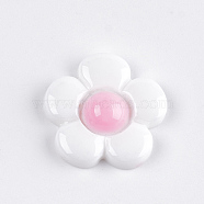 Resin Cabochons, Flower, White, 20x20~21x5~6mm(CRES-Q197-37I)