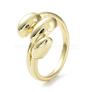 Leaf Rack Plating Brass Cuff Rings, Long-Lasting Plated Open Ring for Women, Lead Free & Cadmium Free, Real 18K Gold Plated, US Size 6 3/4(17.1mm)(RJEW-D020-07G)