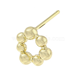 Brass Ear Studs Findings, Ball Beads, Real 14K Gold Plated, 11x10mm, Hole: 0.8mm, Pin: 12mm(KK-R154-07G)