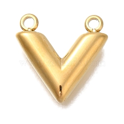 Ion Plating(IP) 304 Stainless Steel Charms, Letter V Charm, Real 18K Gold Plated, 14x14x4mm, Hole: 1.6mm(STAS-P371-049G)