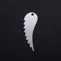 201 Stainless Steel Charms, Wing, Stainless Steel Color, 25.5x8.5x1mm, Hole: 1.5mm(STAS-T049-T670-1)