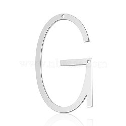 Tarnish Resistant 201 Stainless Steel Links connectors, Letter, Stainless Steel Color, Letter.G, 37x22x1mm, Hole: 1mm(STAS-S105-T545D-G)