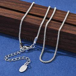 1.5mm Brass Box Chain Necklaces, 925 Sterling Silver Plated, 17.83 inch(45.3cm)(KK-K398-29S)