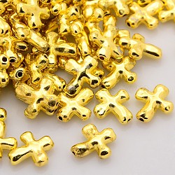 Alloy Beads, Cross, Lead Free, Nickel Free and Cadmium Free, Golden, 14x12.5x4mm(X-PALLOY-A018-G-NR)