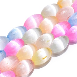 Dyed Natural Selenite Beads Strands, Rice, Mixed Color, 12x8mm, Hole: 0.7mm, about 31pcs/strand, 15.04''(38.2cm)(G-T138-233M)