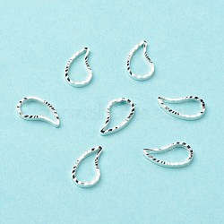 Brass Linking Rings, Long-Lasting Plated, Cadmium Free & Lead Free, Teardrop, 925 Sterling Silver Plated, 9x5x1mm, Inner Diameter: 7x3.5mm(KK-F831-007S-RS)