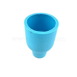 DIY Silicone Round Vase Mold, Resin Plaster Cement Casting Molds, Deep Sky Blue, 42~55x100mm(PW-WG47744-04)