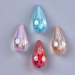 Transparent Acrylic Beads, AB Color, Faceted, Teardrop, Mixed Color, 25x11x11mm, Hole: 1.5mm, about 350pcs/500g(TACR-T007-09)
