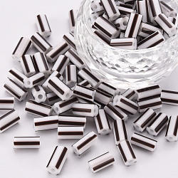 Glass Bugle Beads, Opaque Colours Seep, Round Hole, Black, 8~10x4mm, Hole: 1.8mm, about 1800pcs/pound(SEED-S055-A-006)