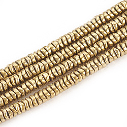 Electroplate Non-magnetic Synthetic Hematite Beads Strands, Wavy Disc, Light Gold Plated, 4x1.5mm, Hole: 1mm, about 270pcs/strand, 16.1 inch(X-G-T061-179J)