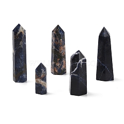 Tower Natural Sodalite Healing Stone Wands, Energy Balancing Meditation Therapy Decors, Hexagon Prism, 17~29x12~29x45~90mm(G-A096-02I)