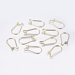 304 Stainless Steel Hoop Earrings, Real 18K Gold Plated, 20 Gauge, 20x9~12x2.5mm, Pin: 0.8mm(X-STAS-L198-15B-G)