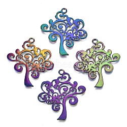 Alloy Pendants, Cadmium Free & Lead Free, Tree, Rainbow Color, 40.5x37x1.5mm, Hole: 2.5mm(PALLOY-N156-012-RS)