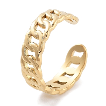 304 Stainless Steel Open Cuff Rings, Twisted Curb Chain Ring for Women, Golden, 6mm, Inner Diameter: adjustable