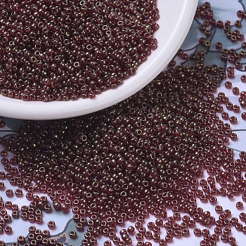 MIYUKI Round Rocailles Beads, Japanese Seed Beads, (RR309) Dark Red Gold Luster, 2x1.3mm, Hole: 0.8mm, about 1111pcs/10g