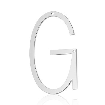 201 Stainless Steel Links connectors, Letter, Stainless Steel Color, Letter.G, 37x22x1mm, Hole: 1mm