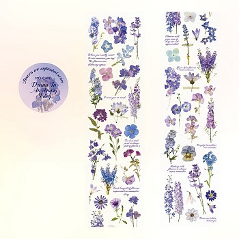 Flower Waterproof PVC Self-Adhesive Decorative Tapes Roll, for DIY Scrapbooking, Lilac, 40x50x2mm