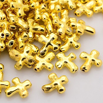 Alloy Beads, Cross, Lead Free, Nickel Free and Cadmium Free, Golden, 14x12.5x4mm