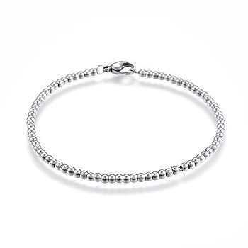 304 Stainless Steel Ball Chain Bracelets, with Lobster Clasps, Stainless Steel Color, 7-1/2 inch(190mm)x3mm