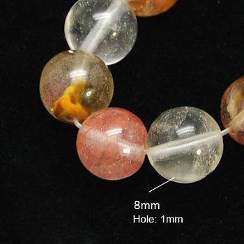 Tigerskin Glass Beads Strands, Round, Colorful, 8mm, Hole: 1mm