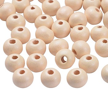 Natural Wood Beads, Spary Painted Wooden Spacer Beads for Jewelry Making, Lead Free, Lemon Chiffon, 7~8x8~9mm, Hole: 2~3mm, about 3000pcs/500g
