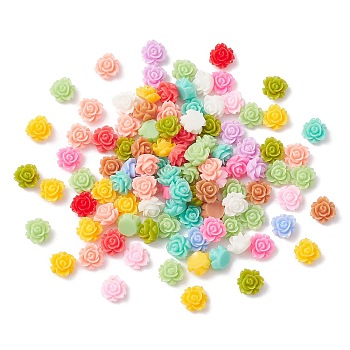 Opaque Resin Cabochons, Flower, Mixed Color, 6x3.5mm, about 100pcs/bag