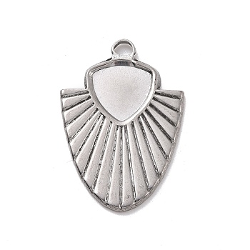 304 Stainless Steel Pendant Cabochon Settings, Fan, Stainless Steel Color, Tray: 10x10mm, 30x20x1.5mm, Hole: 3x2.5mm