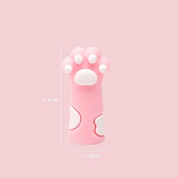 Cute Cat Paw Print Silicone Pencil Cap, Stationery Protective Cover, School Supplies, Pink, 3.4x1.3cm