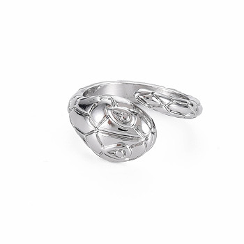Snake Shape Rack Plating Alloy Cuff Rings, Open Rings, Cadmium Free & Lead Free, Platinum, US Size 7 1/2(17.7mm)