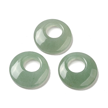 Natural Green Aventurine Pendants, Donut/Pi Disc Charms, 27.5~28x4.5~5.5mm