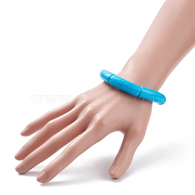 11 pièces 11 couleurs imitation pierres précieuses acrylique tube incurvé gros bracelets extensibles ensemble pour les femmes(BJEW-JB08136)-3