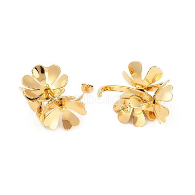 Ion Plating(IP) 304 Stainless Steel Flower Stud Earrings(EJEW-Z068-29G)-2